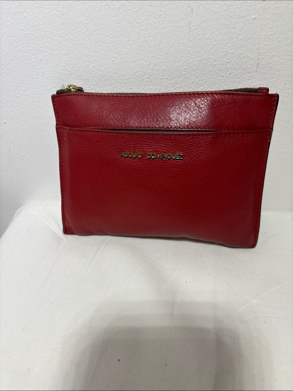 ADOLFO DOMINGUEZ leather clutch pouch in Red Leather